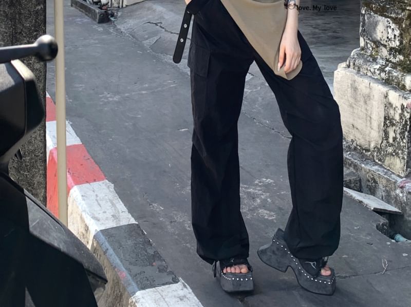 U-Neck Plain Top Asymmetrical Sleeveless