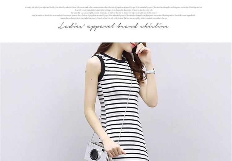 Crew Dress A-Line Striped Neck Midi Tank
