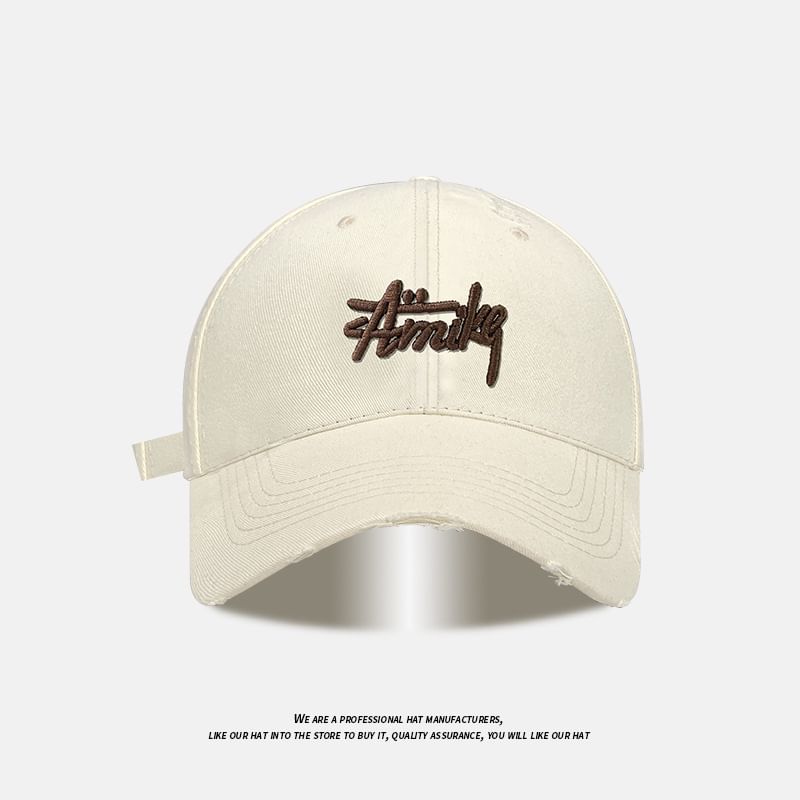 Baseball Cap Embroidered Lettering Distressed