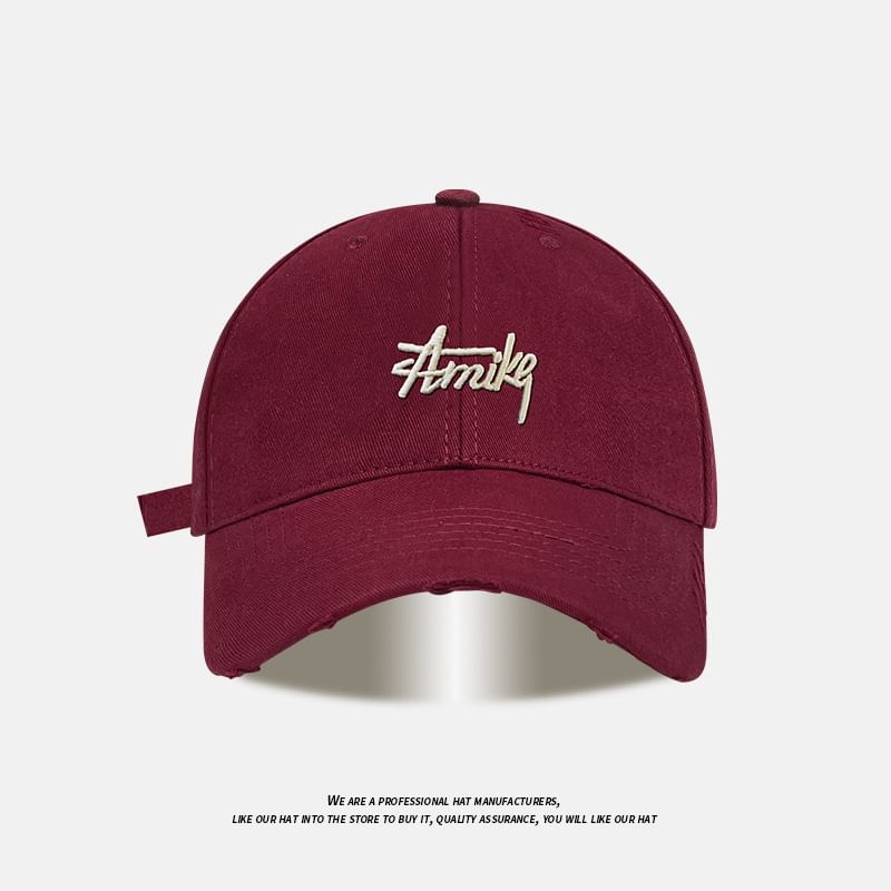 Baseball Cap Embroidered Lettering Distressed