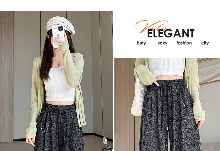 Melange Drawstring Pants Leg (Various Designs) Waist Wide