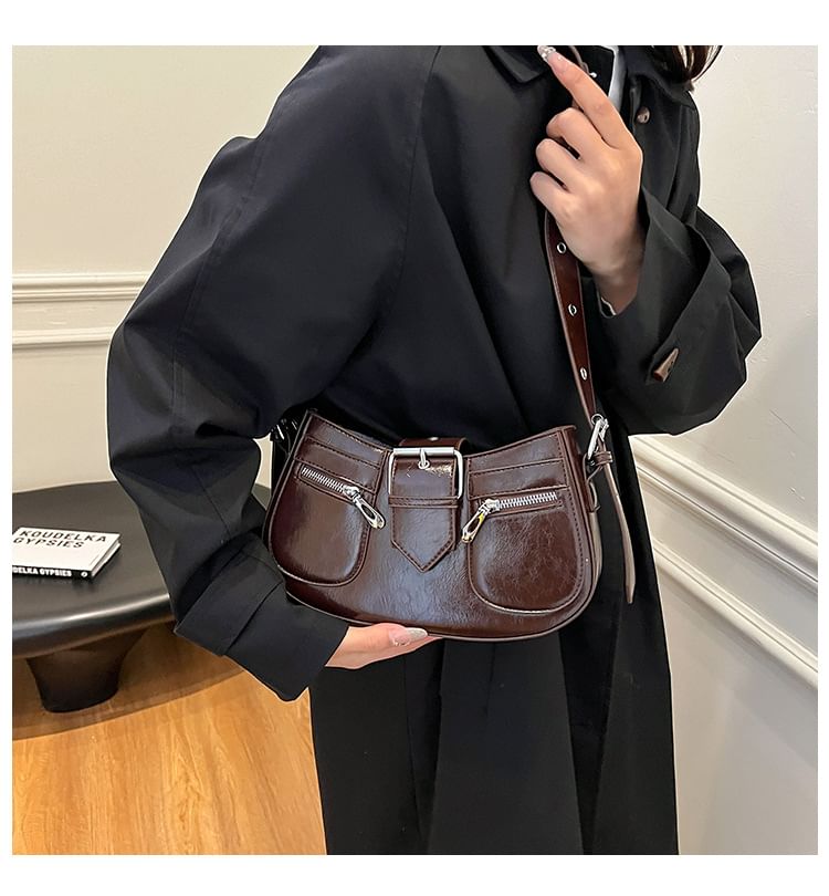 Faux Shoulder Bag Leather Buckled