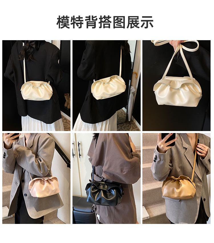 Ruched Faux Bag Leather Crossbody