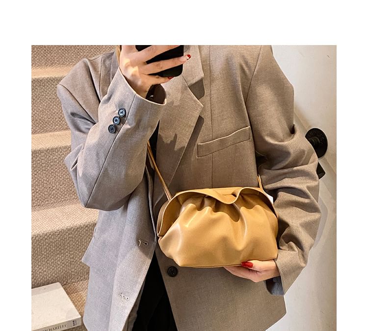 Ruched Faux Bag Leather Crossbody
