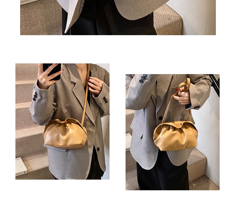 Ruched Faux Bag Leather Crossbody
