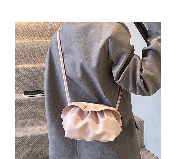 Ruched Faux Bag Leather Crossbody
