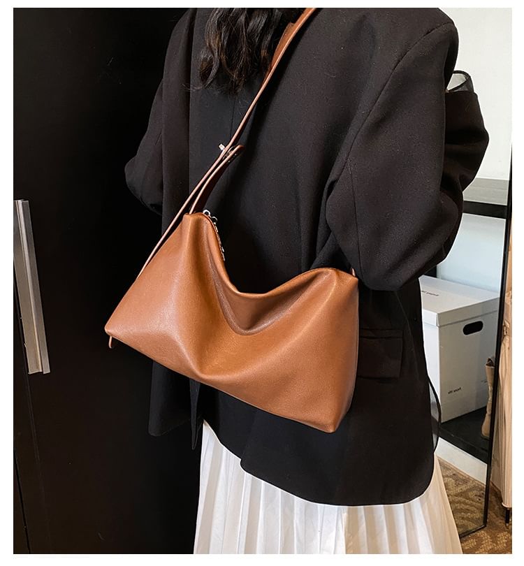 Faux Plain Bag Leather Shoulder