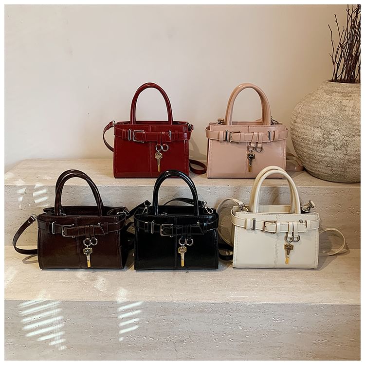 Crossbody Buckle Leather Bag Faux