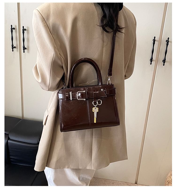 Crossbody Buckle Leather Bag Faux