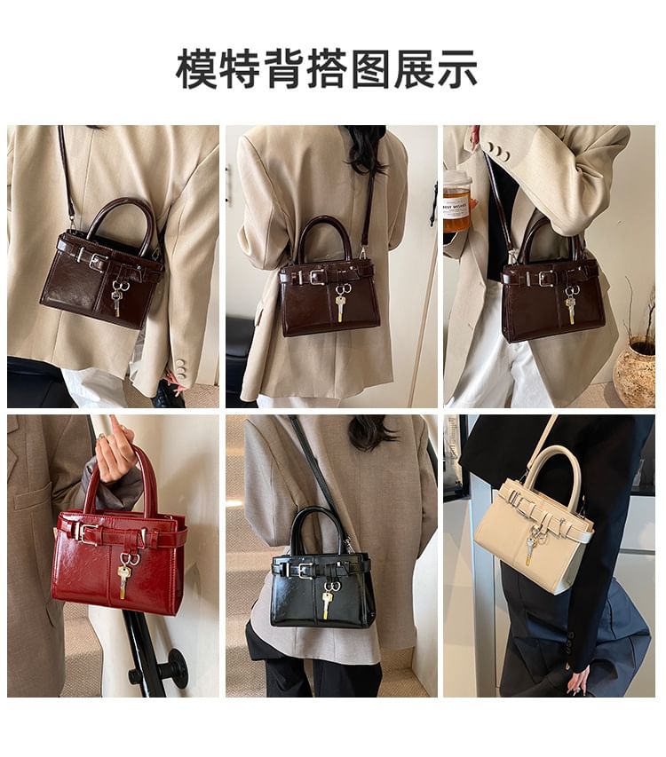 Crossbody Buckle Leather Bag Faux