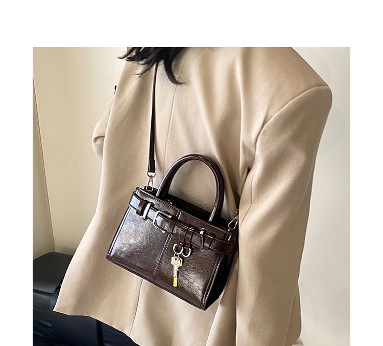 Crossbody Buckle Leather Bag Faux