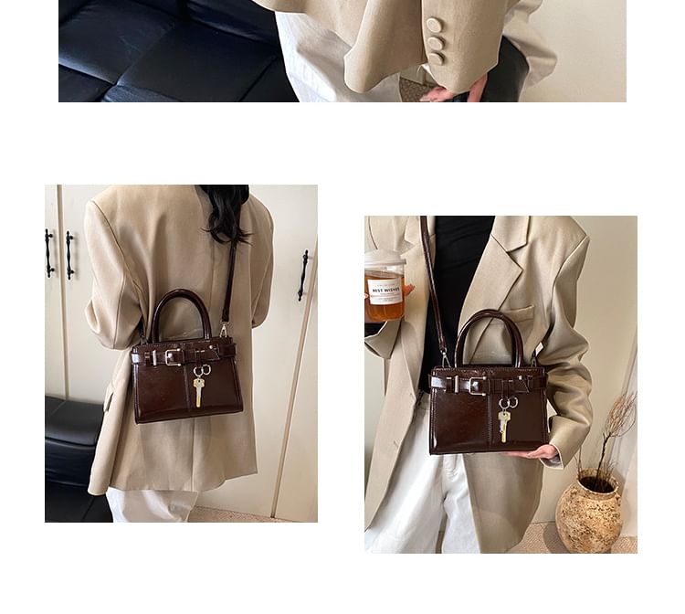 Crossbody Buckle Leather Bag Faux