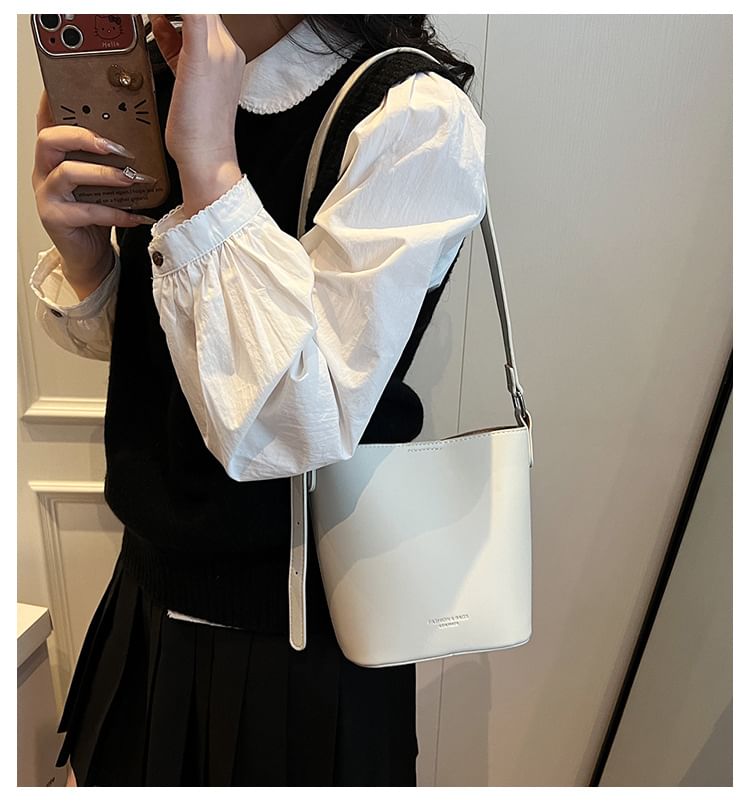 Bag Bucket Plain Leather Faux