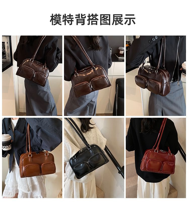 Bag Bowler Faux Leather Plain