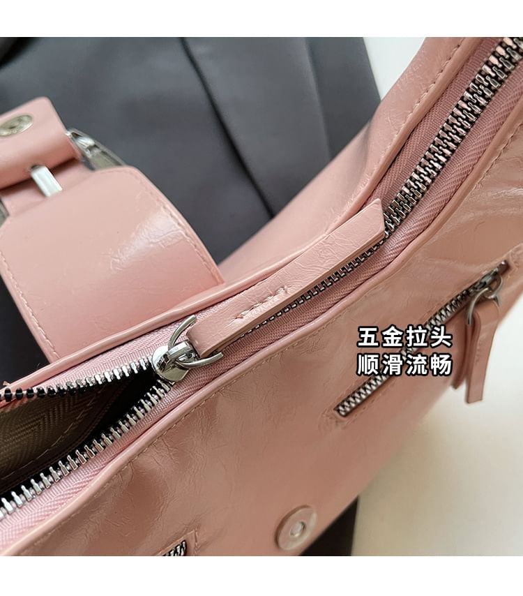 Bucked Faux Shoulder Bag Leather