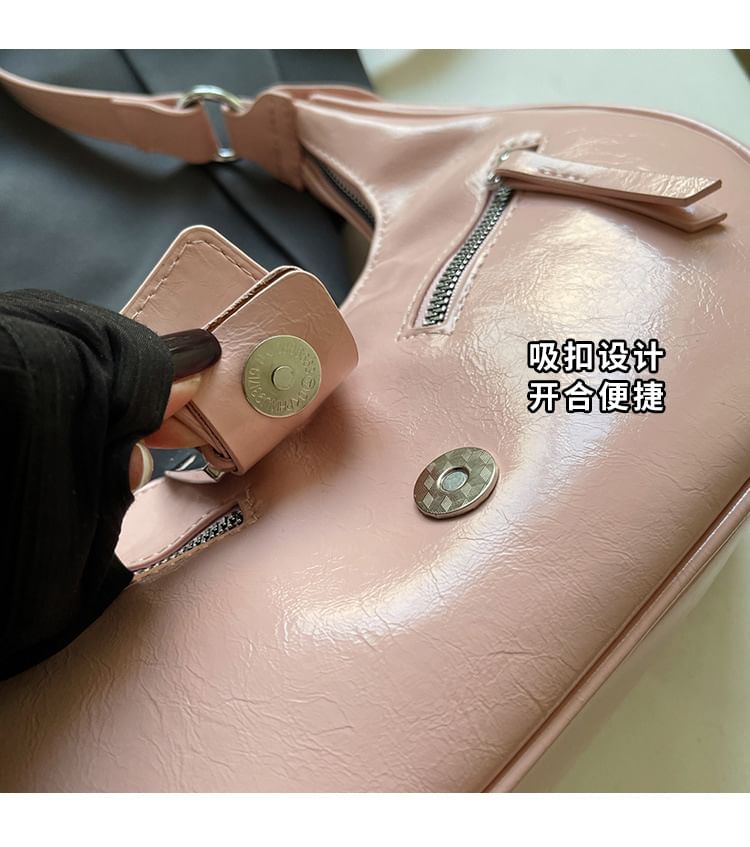 Bucked Faux Shoulder Bag Leather