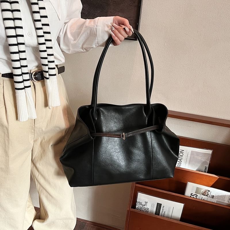 Leather Bag Faux Tote Plain