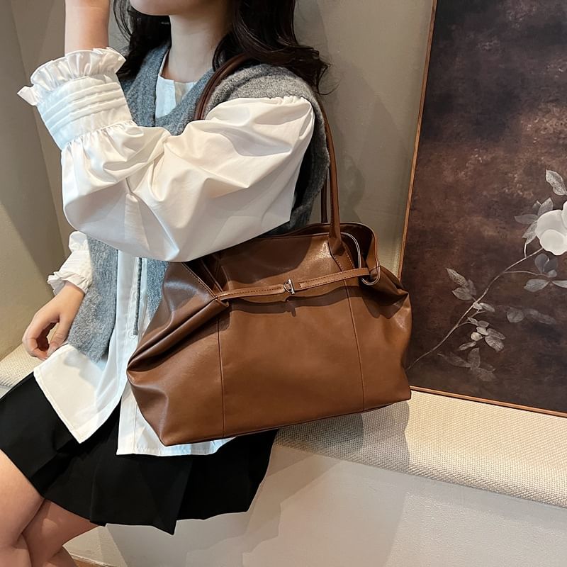 Leather Bag Faux Tote Plain