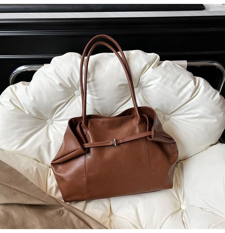 Leather Bag Faux Tote Plain