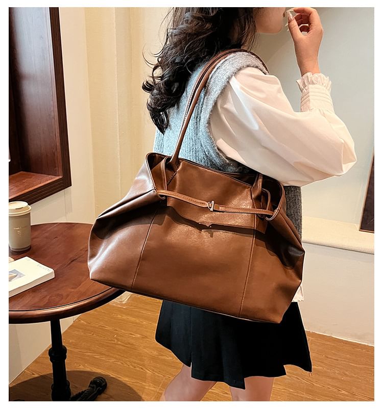Leather Bag Faux Tote Plain