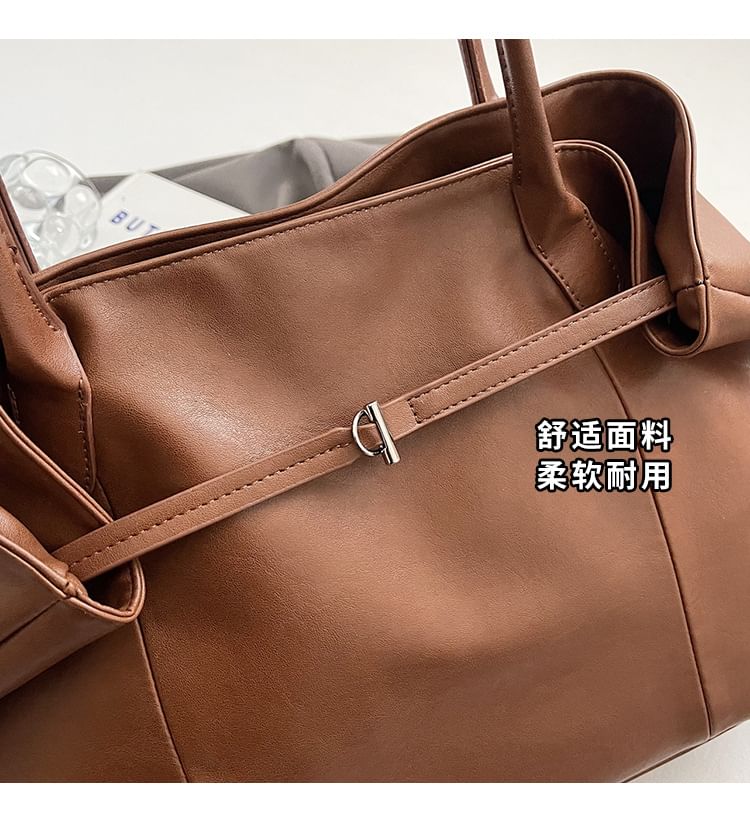 Leather Bag Faux Tote Plain