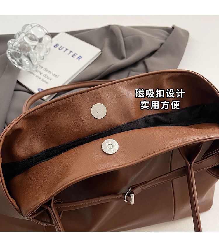 Leather Bag Faux Tote Plain