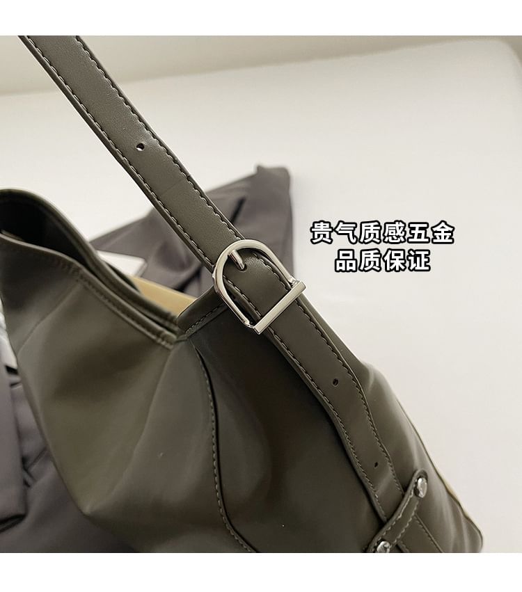 Leather Plain Tote Faux Bag