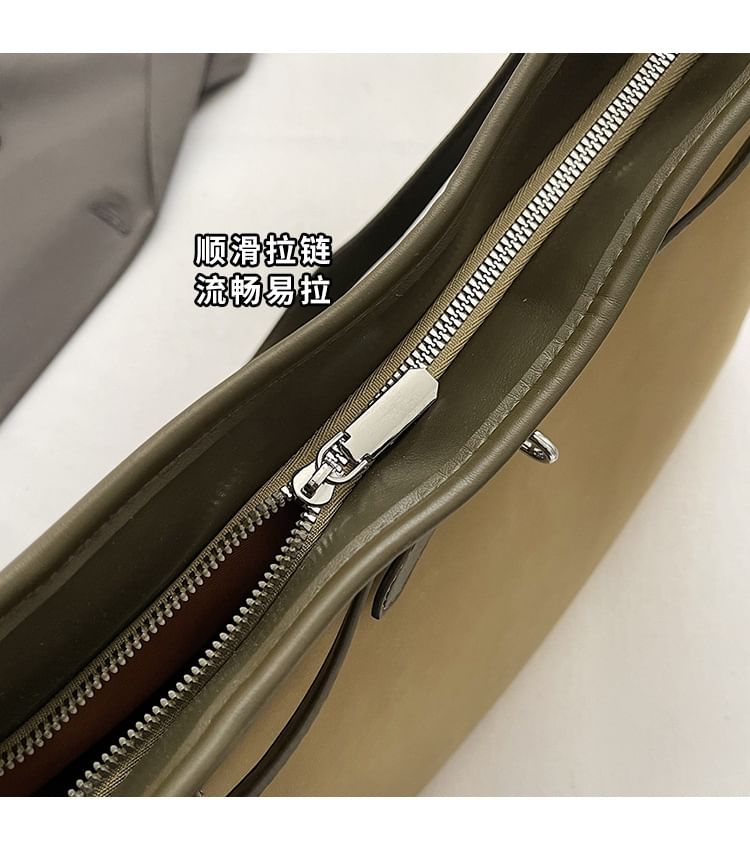 Leather Plain Tote Faux Bag