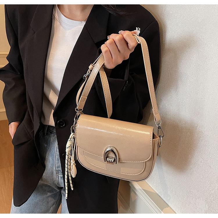 Leather Crossbody Flap Faux Bag