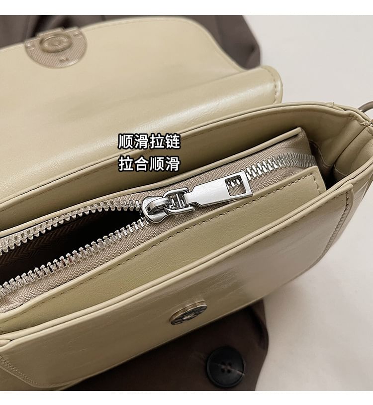 Leather Crossbody Flap Faux Bag