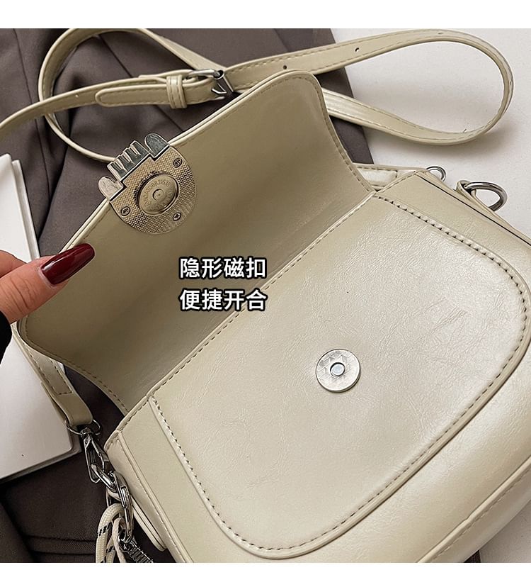 Leather Crossbody Flap Faux Bag