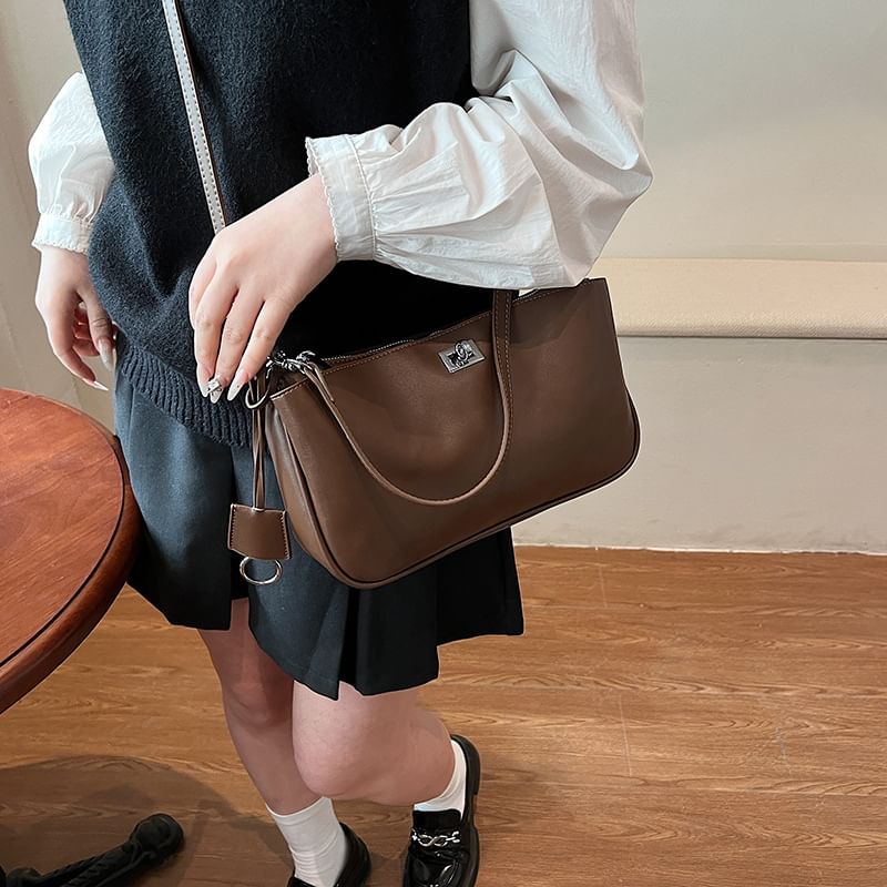 Faux Crossbody Bag Twist Lock Leather