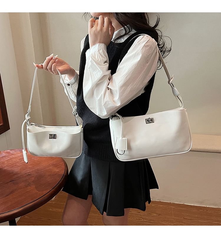 Faux Crossbody Bag Twist Lock Leather