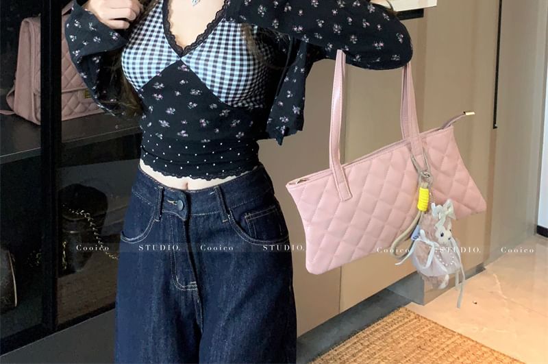 / Panel Mini Dress Plaid Cami Print Cardigan Floral Top Crop