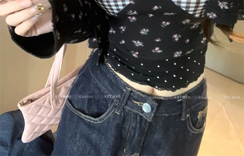 / Panel Mini Dress Plaid Cami Print Cardigan Floral Top Crop