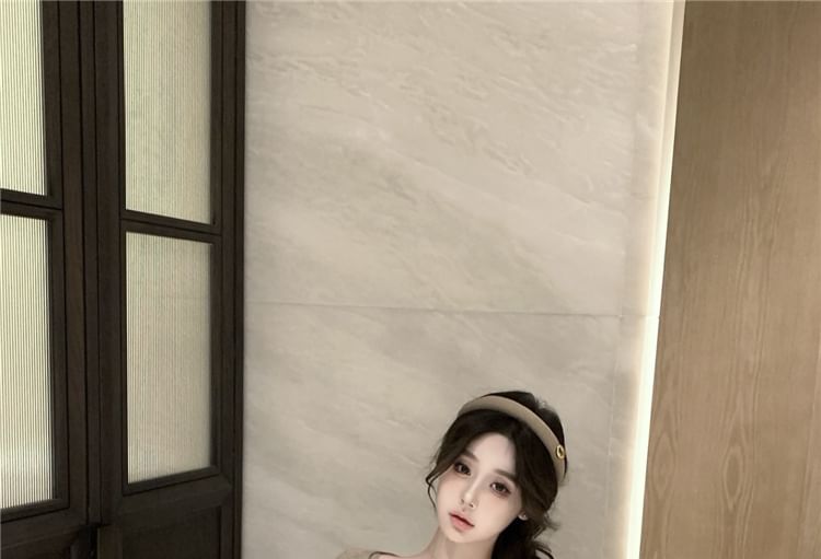 Mini Dress / Sheath Plain Camisole Elbow-Sleeve Top