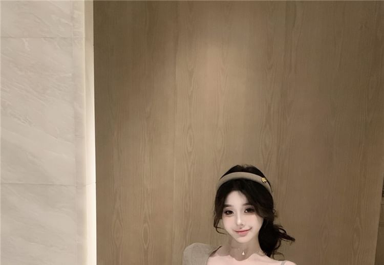 Mini Dress / Sheath Plain Camisole Elbow-Sleeve Top