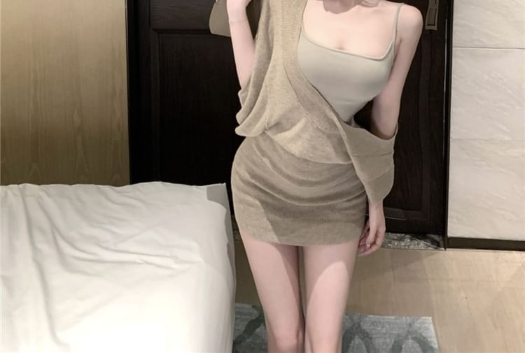 Mini Dress / Sheath Plain Camisole Elbow-Sleeve Top
