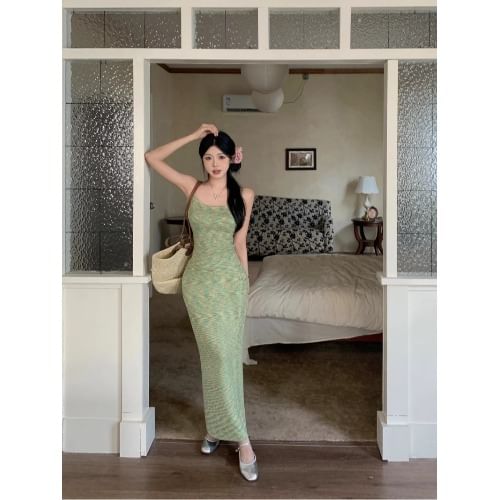 Pencil Melange Knit High / Rise Skirt Maxi Top Camisole