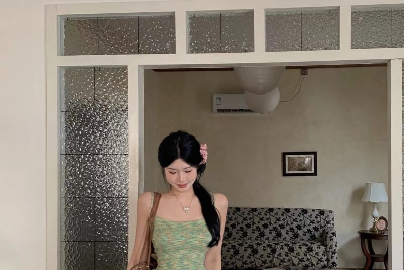 Pencil Melange Knit High / Rise Skirt Maxi Top Camisole