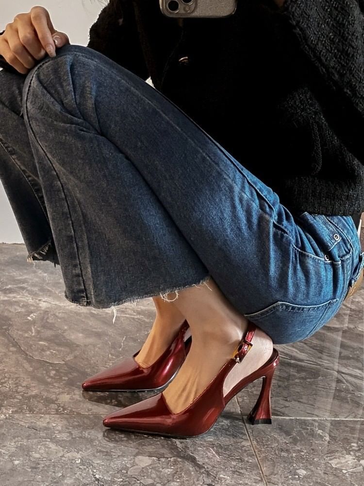 High Pumps Slingback Buckled Heel