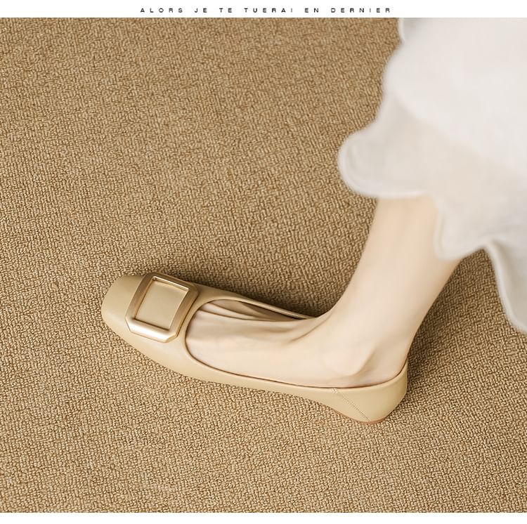 Flats Buckled Square-Toe