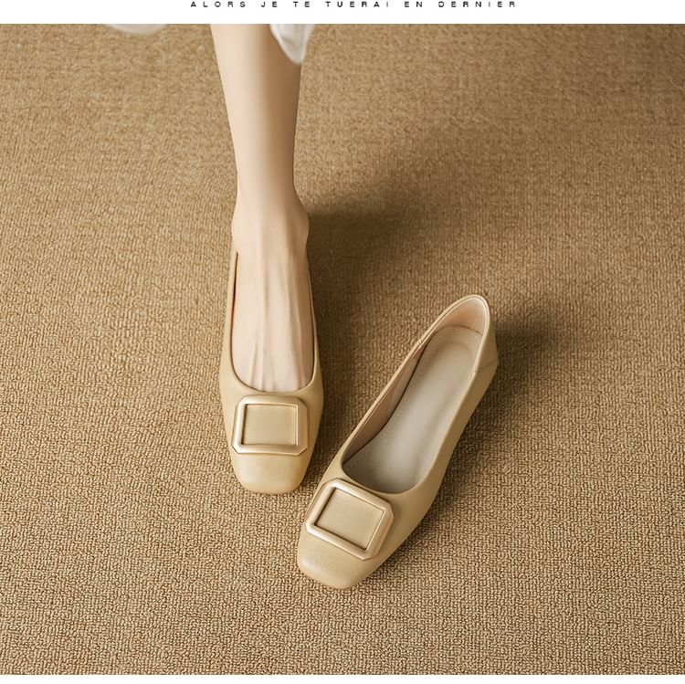 Flats Buckled Square-Toe