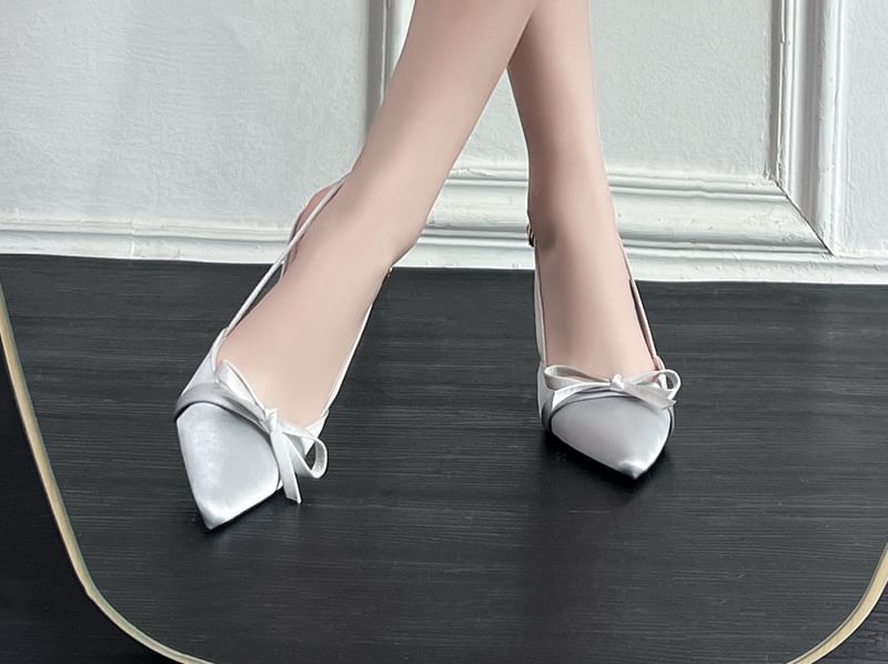 Bow Stiletto Pumps Heel Slingback