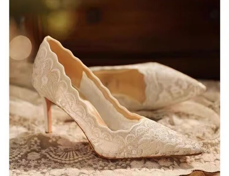 Lace Stiletto Pumps Heel