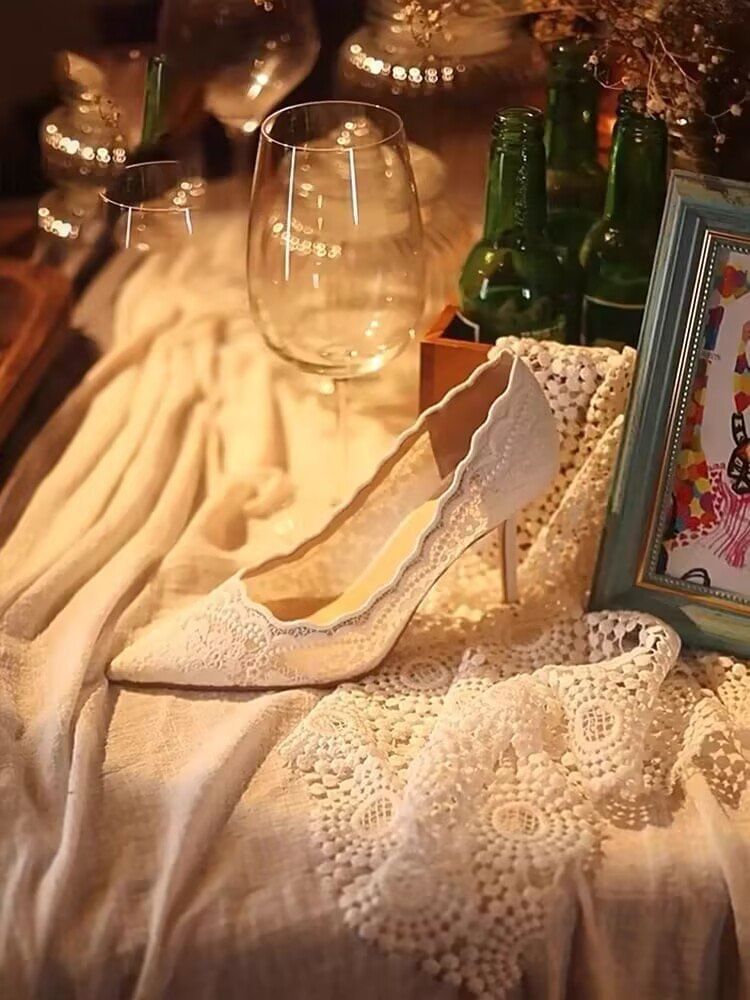 Lace Stiletto Pumps Heel