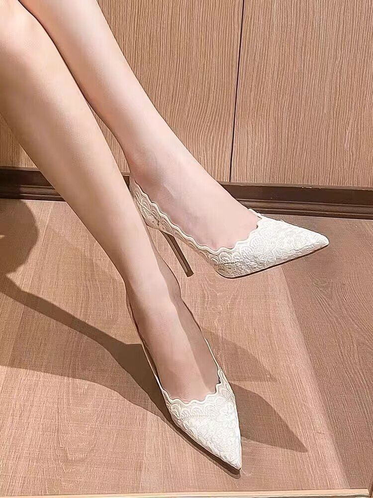 Lace Stiletto Pumps Heel