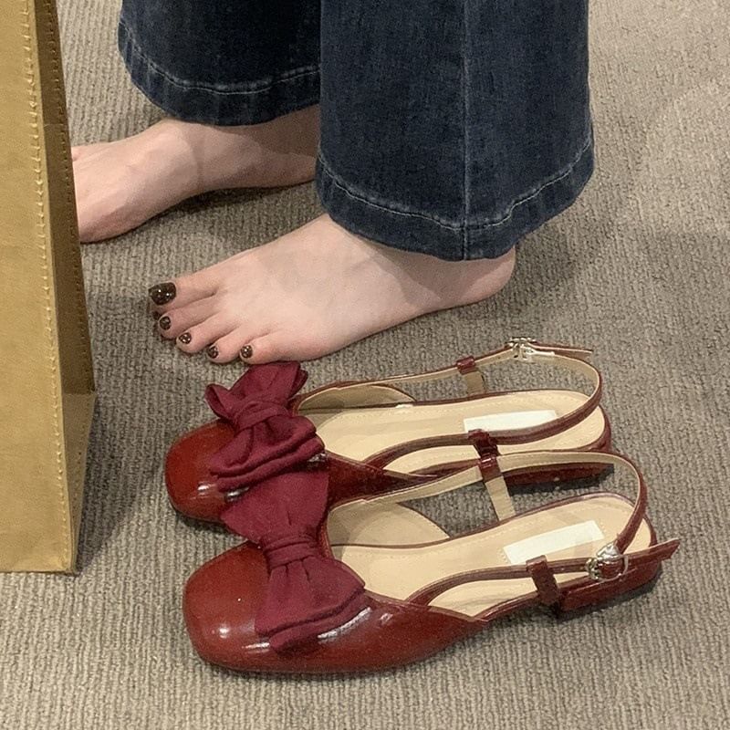Low Bow Heel Sandals Slingback