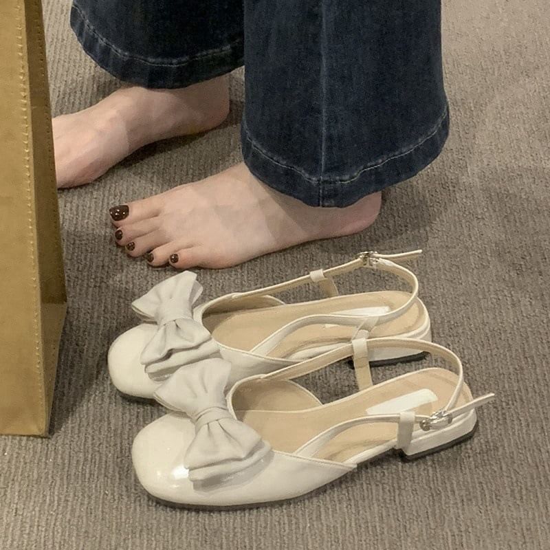 Low Bow Heel Sandals Slingback