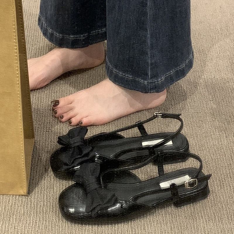 Low Bow Heel Sandals Slingback